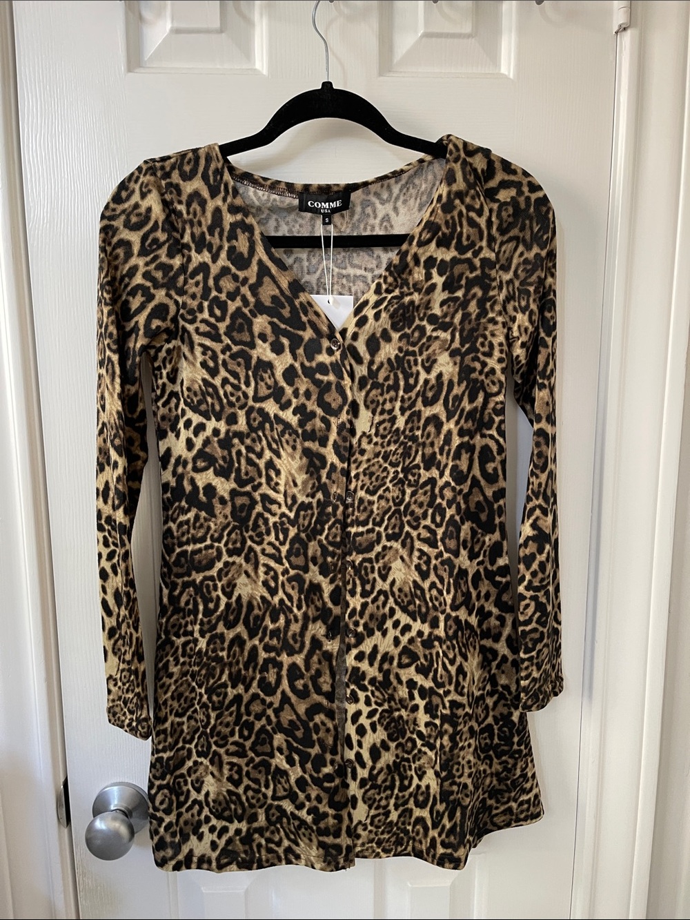 Leopard Print Long Sleeve V-Neck Cardigan
